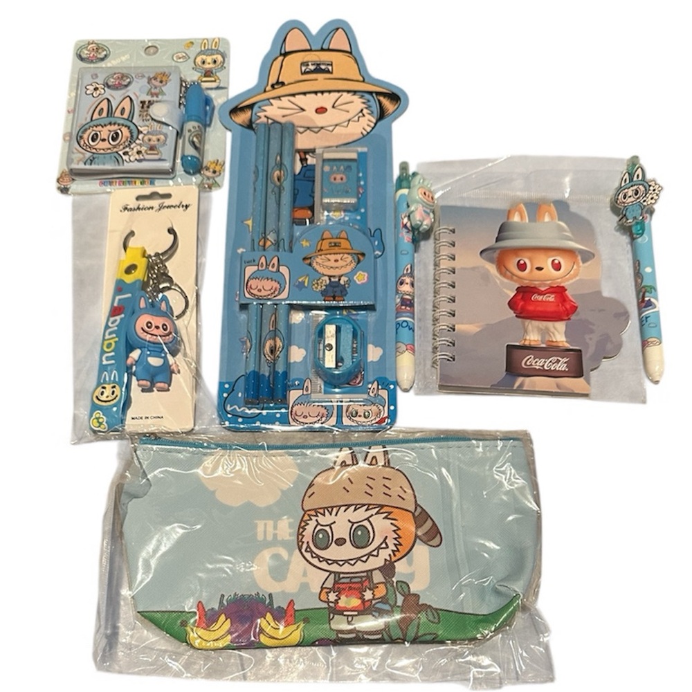 Labubu Character Kids Blue Stationery Set- New